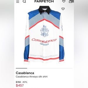 Casablanca airways silk button shirt long sleeve